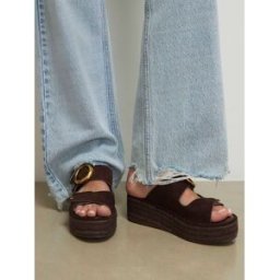 riverisland River Island Wide Fit Ring Buckle Wedge Sandals Brun EU 37 (UK 4)