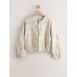 next Ecru Seashell Embroidered Cotton Zip Up Jacket crème XL (FR 50-52)