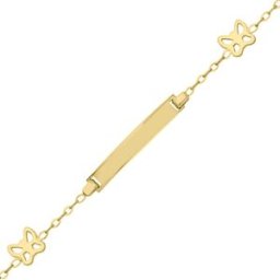 Mon Premier Bijou Gourmette bébé papillons ajourés - Or jaune 18ct