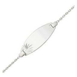 Mon Premier Bijou Gourmette bébé ovale étoilée - Or blanc 9ct