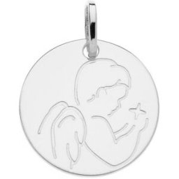 Mon Premier Bijou Médaille Ange à l’étoile - Or blanc 9ct