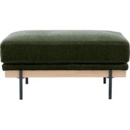 Miliboo Pouf repose pieds en tissu effet velours vert kaki et métal noir TODD
