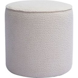 Miliboo Pouf rond en tissu effet velours texturé écru à motifs D40 cm WANGA