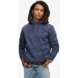 Superdry Homme Sweat à Capuche à Logo Essential Bleu Marine Taille: M