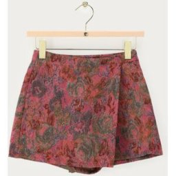 Jupe-short en jacquard rouge à imprimé floral My Jewellery Vert/Rouge S femme