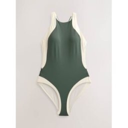 Next Col montant Halterneck Tummy Control Maillot de bain vert FR 36 (EU 34)