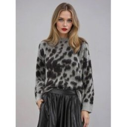 religion Religion Animal Erin Crew Neck Jumper In Grey And Black Animal Leopard Imprimé animal FR 46 (EU 44)