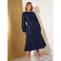 Friends Like These Robe mi-longue Friends Like These en mousseline à fleurs ornée de fleurs bleu FR 52 (EU 50)