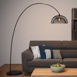 Lucide Lampadaire arc Mesh, noir, Salon / Salle à manger, Métal, Moderne, Lampadaire