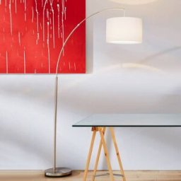 Brilliant Lampadaire arc CLARIE, gris, Salon / Salle à manger, Métal, Moderne, Lampadaire