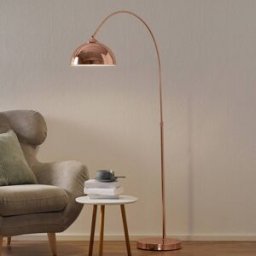 Globo Lampadaire arc PELIN, cuivré, Salon / Salle à manger, Métal, Moderne, Lampadaire