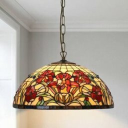 Artistar Luminaire suspension Tiffany ELINE, dimmable, multicolore, Salon / Salle à manger, Verre, Tiffany, Suspension