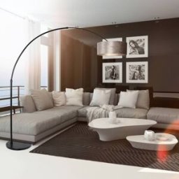 Steinhauer Lampadaire arc Sparkled Light, noir, Salon / Salle à manger, Métal, Moderne, Lampadaire