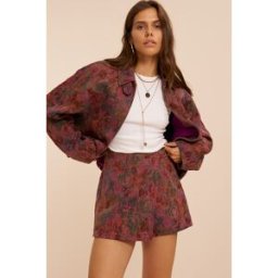 Jupe-short en jacquard rouge à imprimé floral My Jewellery Vert/Rouge femme