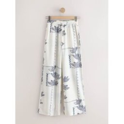 next Pantalons amples à enfiler en lin crème FR 44 Regular (EU 42 R)