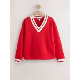 Next Sweat-shirt Slinky Suba Col V et col contrastant rouge M (FR 42-44)
