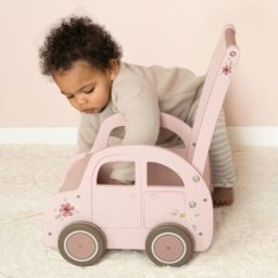 Little Dutch Chariot de marche voiture en bois rose