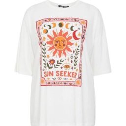 Yours Curve Yours Curve Placement Boxy T-Shirt crème FR 56-58 (EU 54-56)