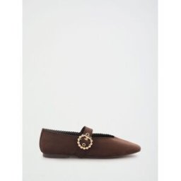 Lipsy Lipsy Ballerines plates Mary Jane en similicuir festonné Brun EU 40 (UK 7)
