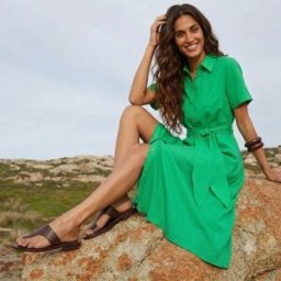 Tara Jarmon - Robe en popeline verte 40