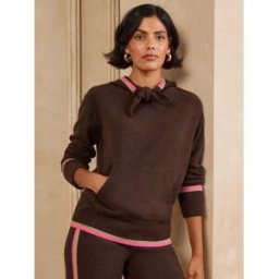 Love & Roses Love & Roses Tie Neck Knitted Hoodie Brun FR 50 (EU 48)