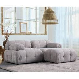 Atelier del Sofa - Canapé d'angle pouf Petite gris clair - 190/160x95x75 cm OS