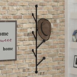 Wooden Art - Porte-manteau mural Ponpon noir - 22x94x5 cm OS