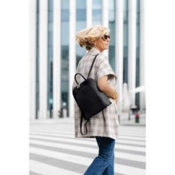 Mila blu - Sac à dos en cuir Cervia noir - 35x33x12cm OS