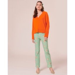 Tara Jarmon - Pantalon en vichy vert 40