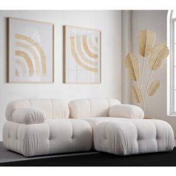 Atelier del Sofa - Canapé d'angle pouf Petite blanc - 190/160x95x75 cm OS