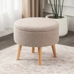 Homitis - Pouf Berlin Wellsoft beige - D . 45 cm x 3 cm x H. 24.5 cm OS