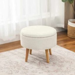Homitis - Pouf Berlin Wellsoft blanc - D . 45 cm x 3 cm x H . 24.5 cm OS