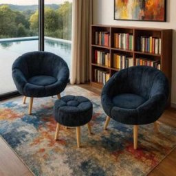 Homitis - Ensemble 2 fauteuils et pouf 3 pièces Lida Wellsoft anthracite OS