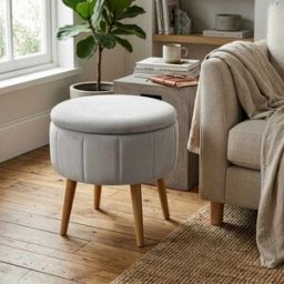 Homitis - Pouf Berlin Babyface beige - D . 45 cm x 3 cm x H . 24.5 cm OS