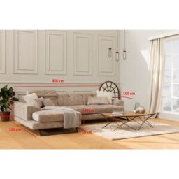 Atelier del Sofa - Canapé fixe d'angle gauche Frido beige pierre - 190x308x92 cm OS