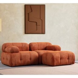 Atelier del Sofa - Canapé d'angle pouf Petite orange - 190/160x95x75 cm OS