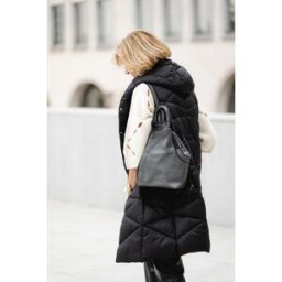 Mila blu - Sac à dos en cuir Novara noir et cendre - 29x34x13cm OS
