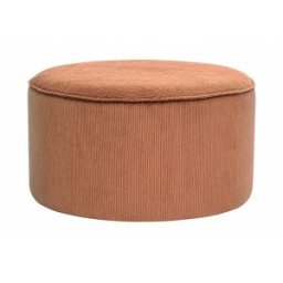 Miliboo Pouf rond en velours côtelé terre brûlée D70 cm PAUL