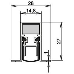 Joint de porte Schall-Ex® DUO DUO L-15/28 OS Nr. 1-404 Ausl.2-s.L.1208mm Alu. silverf. ; Athmer (1-404-1210)