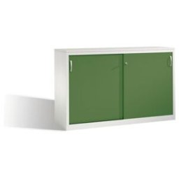 Buffet Acurado avec portes coulissantes, 2 x 2 hauteurs de dossier, H1000xL1600xP500mm Reseda vert façade carrosserie gris clair ; C + P Möbelsysteme (2156-00 S10051)