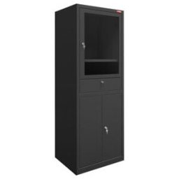 Armoire d'ordinateur avec tiroir et portes STIER 1750x650x550mm, noire (904433)