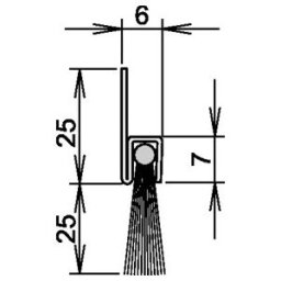 Joint de porte brosse Athmer L.1250mm en crin de cheval mélangé Athmer (4-310-025-1250)