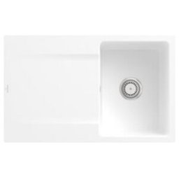 V&B; Évier affleurant Siluet 45 Flat avec garniture, commande manuelle, blanc pierre ; Villeroy & Boch (33341FRW)