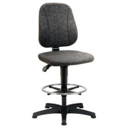 Chaise d'atelier pivotante Unitec patins + repose-pieds rembourrage tissu gris 5 ; Interstuhl (9651-CI11)