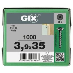 Spax GIX-B Tête trompette 3,9 x 35 H2 Filetage grossier phosphaté (1891170390355)