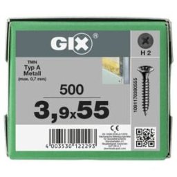 Spax GIX-A Tête trompette 3,9 x 55 H2 Filetage fin phosphaté (1091170390555)