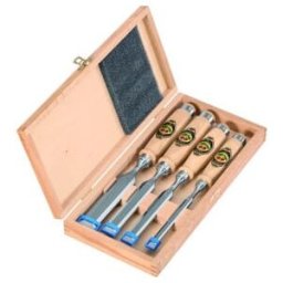 Jeu de burins Kirschen, manche en hêtre blanc dans boîte en bois 10 - 16 - 20 - 26 mm (1141000)