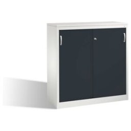 C + P Möbelsysteme Buffet Acurado avec portes coulissantes, 3 hauteurs de dossiers, H1200xL1200xP500mm avant noir gris carrosserie gris clair gris clair ; C + P Möbelsys (2057-1200 S10164)