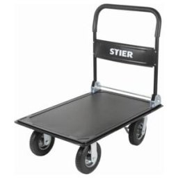 Chariot à plate-forme rabattable STIER, capacité de charge 350 kg, avec pneumatiques, 910 x 610 mm, acier, chariot transport , chariot de service (904287)