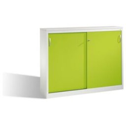 Buffet Acurado avec portes coulissantes, 2 x 3 hauteurs de dossier, H1200xL1600xP400mm avant vert viridine corps gris clair ; C + P Möbelsysteme (2147-1200 S10279)